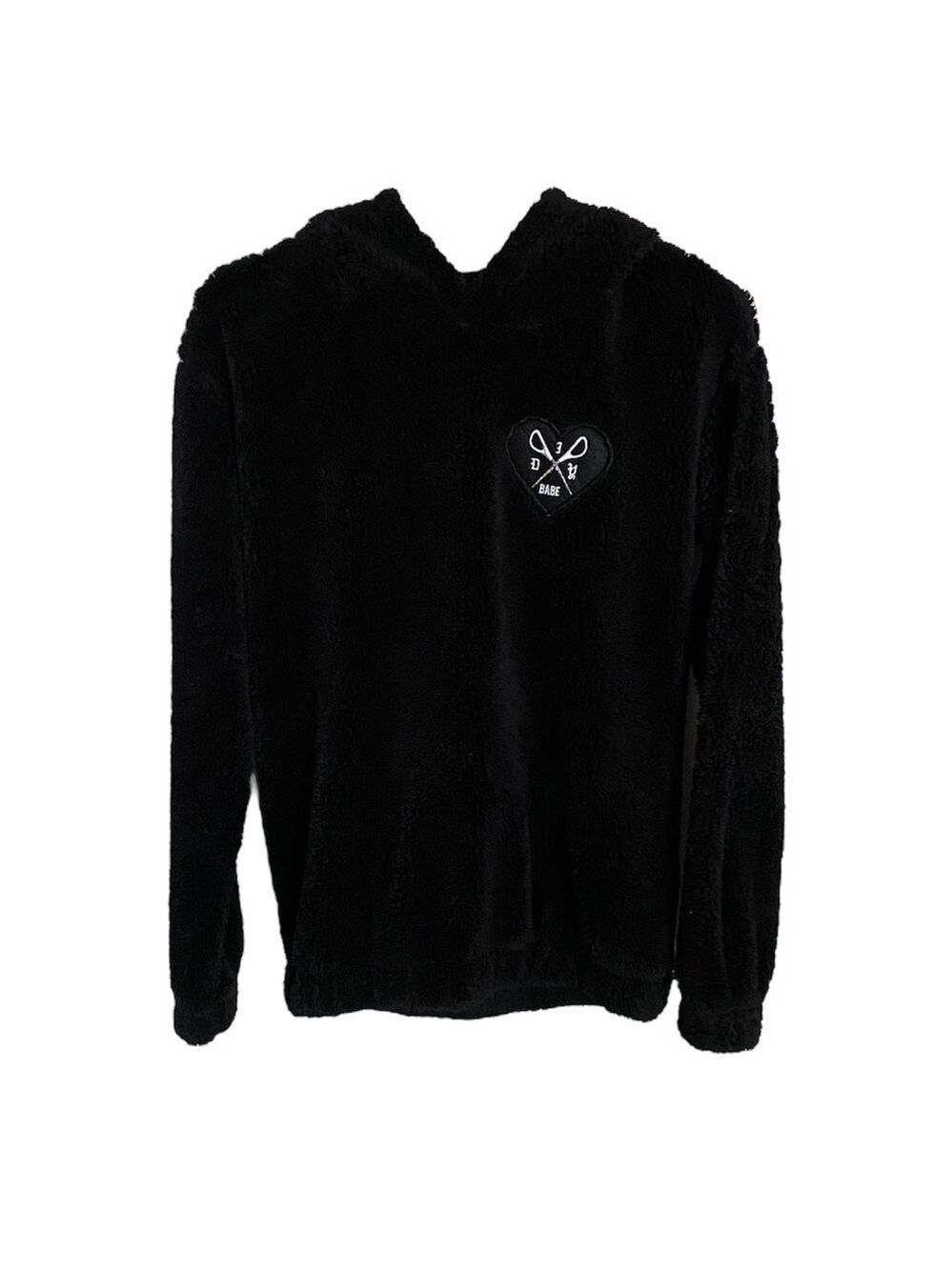 Ardene Black Sherpa Hoodie DIY Babe Extra Small
